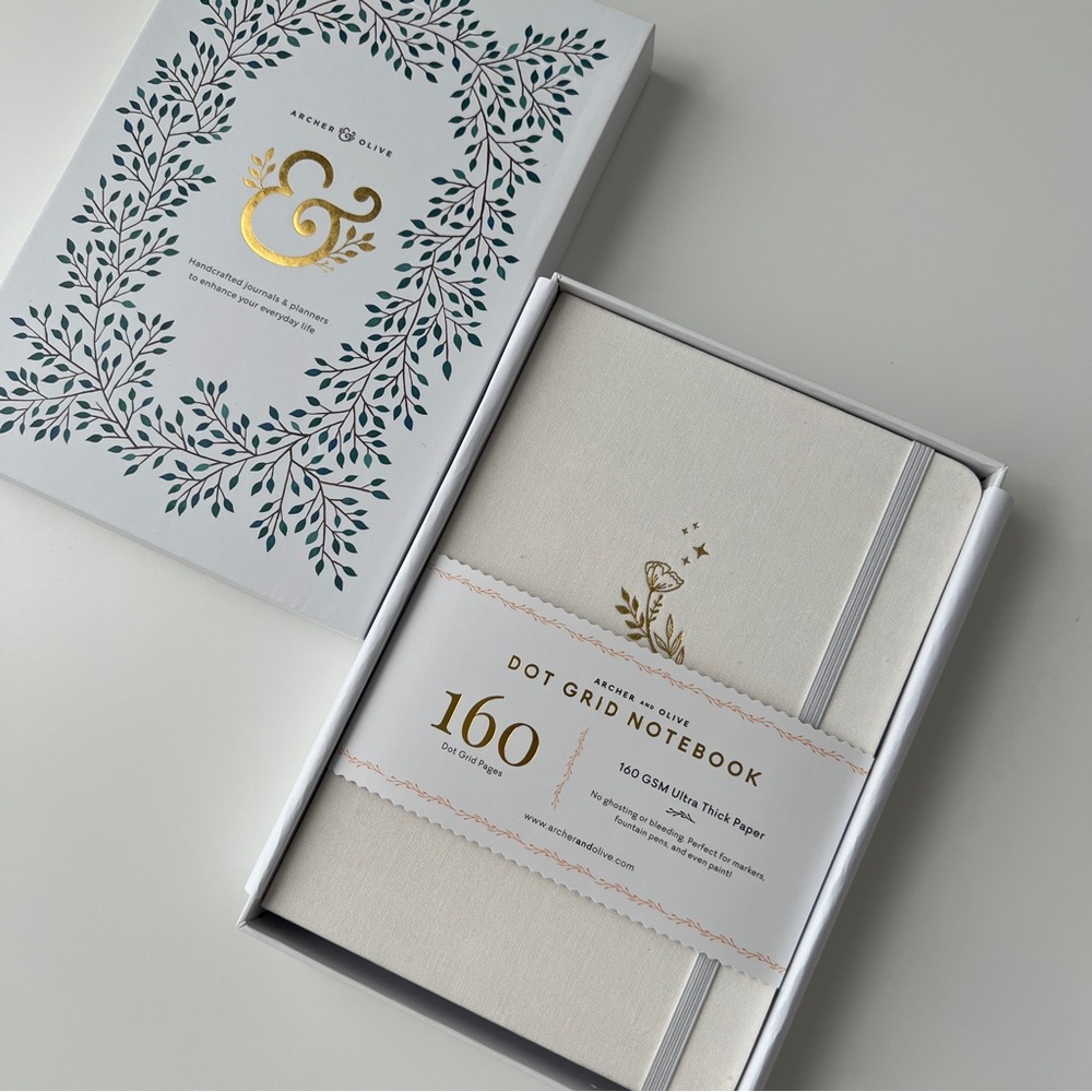 Archer & Olive Cream Dot Grid Notebook Bullet Journal 160 GSM Ultra Thick Paper